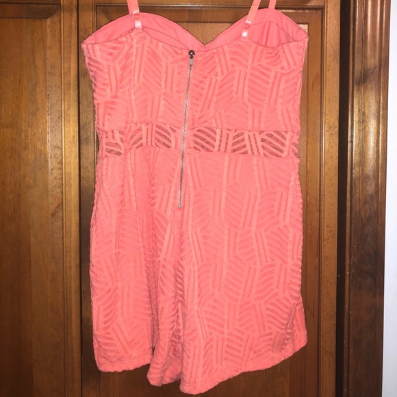 Material Girl Romper Color Coral Sheer Mid Piece - Picture 5 of 6
